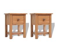 Vidaxl Mesitas de Noche 2 Unidades Madera Maciza de Roble 36x30x47 Cm