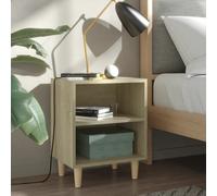 vidaXL Mesitas de noche, 2 unidades, madera maciza, patas de roble Sonoma, 40x30x50 cm - Mesita de noche - Mesitas de noche - Mesilla de noche - Mesillas de noche