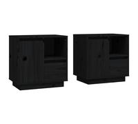 Vidaxl Mesitas de Noche 2 Unidades Madera Maciza Pino 50x34x50 Cm Gris Black