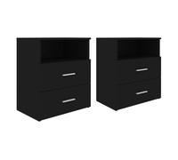 vidaXL Mesitas de noche Mesita auxiliar contrachapada, 2 unidades, negro, 50x32x60 cm