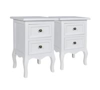 vidaXL Mesitas de noche Estilo vintage 2 cajones Madera MDF Blanca 2x