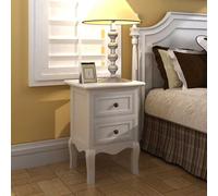 vidaXL Mesitas de noche Estilo vintage 2 cajones Madera MDF Blanca 2x