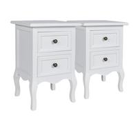 vidaXL Mesitas de noche Estilo vintage 2 cajones Madera MDF Blanca 2x