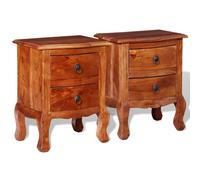 vidaXL Mesitas de noche con cajones 2 uds madera maciza de acacia