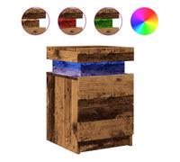 vidaXL Mesitas de noche con LED – 2 uds Madera envejecida 35×39×55 cm, soporte teléfono