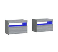 vidaXL Mesitas de noche set de 2 LED con cajón 60x35x40 cm Gris Sonoma