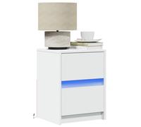 vidaXL Mesitas de noche con luces LED, 2 unidades, color blanco, material de madera