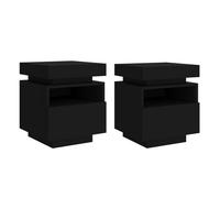Vidaxl mesitas de noche con luces led 2 unidades negro 40x39x48,5 cm