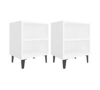 vidaXL Mesitas de noche con patas de metal 2 uds blanco 40x30x50 cm