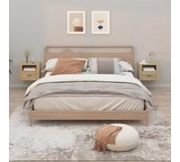 vidaXL Mesitas de noche de pared 2 uds color roble Sonoma 50x36x40 cm