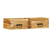 vidaXL Mesitas de noche de pared 2 uds madera maciza de acacia