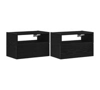 vidaXL Mesitas de Noche de Pared 2 Unidades Negra 45x26x28,5 cm, mesita de Noche Flotante, mesilla de Noche, Armario, mesita de Noche