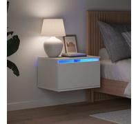 vidaXL Mesitas de noche de pared con luces LED 2 unidades blanco