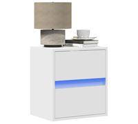 vidaXL Mesitas de Noche de Pared con Luces LED 2 Unidades Blanco, mesita de Noche Flotante, mesilla de Noche Flotante, cajonera