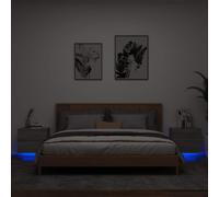 vidaXL Mesitas de noche de pared con luces LED 2 unidades gris Sonoma