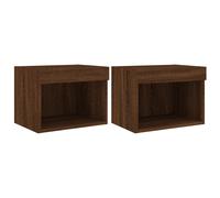 vidaXL Mesitas de noches/ Muebles de salón/ TV de pared con luces LED 2 unidades 40x30x30 cm