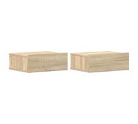 vidaXL Mesitas de Noche flotantes 2 uds contrachapada Roble 40x30x15cm