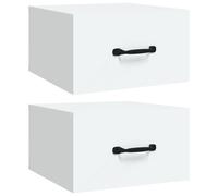 Vidaxl Mesitas de Noche Flotantes de Pared 2 Unidades 35x35x20 Cm - Blanco, Negro, Roble Sonoma - Amplio Almacenamiento White