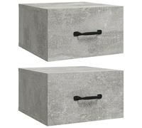 Vidaxl Mesitas de Noche Flotantes de Pared 2 Unidades 35x35x20 Cm - Blanco, Negro, Roble Sonoma - Amplio Almacenamiento Concrete gray