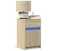 vidaXL Mesitas de noche luces LED 2 uds madera ingeniería roble Sonoma