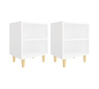 Vidaxl mesitas de noche patas madera maciza blanca 2 uds 40x30x50 cm