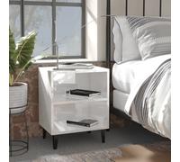 vidaXL Mesitas de noche patas metal 2 uds blanco brillo 40x30x50 cm