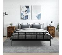 vidaXL Mesitas noche 2 uds madera contrachapada roble humo 40x42x60 cm