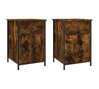 vidaXL Mesitas de noche Madera contrachapada Roble Humo 40x42x60 cm 2 uds