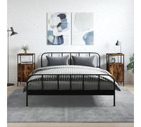 vidaXL Mesitas de noche 2 uds Madera de ingeniería Roble ahumado 41x31x80 cm