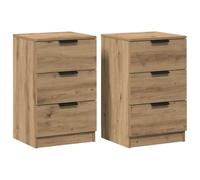 vidaXL Mesitas Noche 2 uds Madera ingeniería Roble Artisan 40x36x65 cm, mesita Auxiliar, Mesa Auxiliar, Soporte para teléfono