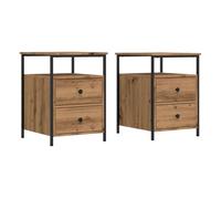 vidaXL Mesitas de noche Roble Artisan madera de ingeniería 44x45x60 cm 2 unidades