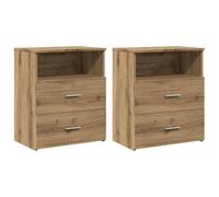 vidaXL Mesitas Noche 2 uds Madera ingeniería Roble Artisan 50x32x60 cm, Mesa Auxiliar, Armario Auxiliar, mesilla de Noche, Mesa de Noche