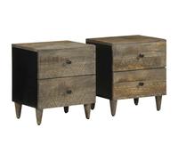 vidaXL Mesitas noche 2 uds madera maciza mango gris claro 40x33x46 cm