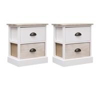 vidaXL Mesitas noche 2 uds madera Paulownia blanco natural 38x28x45cm