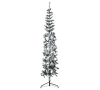 vidaXL Medio Árbol Navidad Artificial Estrecho Terraza Sala Navideño Decoración Adorno Parque Plaza Salón Patio con Nieve Flocada