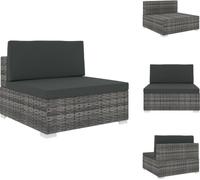 vidaXL - Módulo central para sofá modular, 1 unidad + cojines, ratán sintético gris - Elementos para sofá de jardín