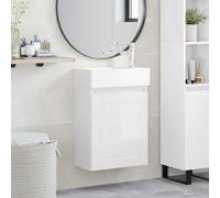 vidaXL Módulo de baño con grifería Blanco Brillante