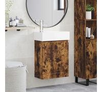 vidaXL Módulo de baño con grifería Roble Ahumado 45,5 x 22,5 x 84 cm