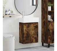 vidaXL Módulo de baño con grifería Roble Ahumado 45,5 x 22,5 x 84 cm