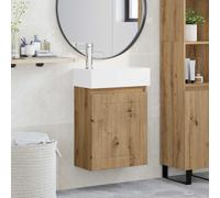 vidaXL Módulo de baño con grifería Roble artisan 45,5 x 25,5 x 84 cm