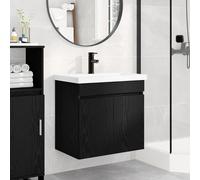 vidaXL Módulo de baño con grifería Roble Negro 61 x 40 x 74,5 cm