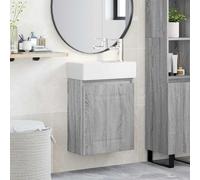 vidaXL Módulo de baño con grifería Sonoma gris 45,5 x 22,5 x 84 cm