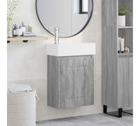 vidaXL Módulo de baño con grifería Sonoma gris 45,5 x 22,5 x 84 cm