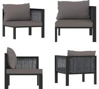 vidaXL Módulo de esquina para sofá con reposabrazos izquierdo, tejido de polirratán, color gris antracita. - Módulo de esquina para sofá modular - Módulos de esquina para sofá modular - Módulo de esqu