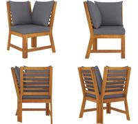 vidaXL Módulo de esquina para sofá modular con cojines de color gris oscuro, fabricado en madera maciza de acacia. Sofá de esquina. Módulos de esquina para sofá