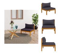 vidaXL: Módulo de sofá central con cojines de color gris oscuro, fabricado en madera de acacia maciza. Elementos para sofá de jardín
