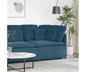 vidaXL Módulo esquinero de sofá modular con cojines, color azul, 100 cm