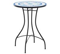 vidaXL Mesa de bistró de mosaico cerámica azul y blanco Ø50x70 cm