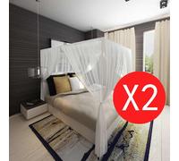 vidaXL Mosquitera para cama cuadrada 3 aberturas 2 unidades