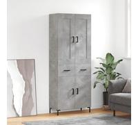 vidaXL Mueble alto, color gris hormigón, 69,5 x 34 x 180 cm, fabricado en material de madera
